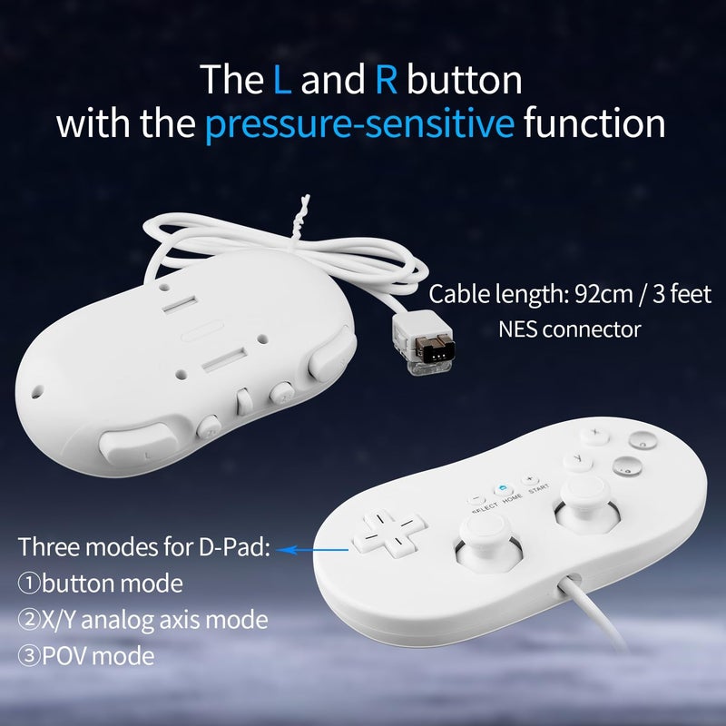 OSTENT Wired Classic Controller Gamepad Joystick for Nintendo Wii Remote Console Video Game Color White - Image 4